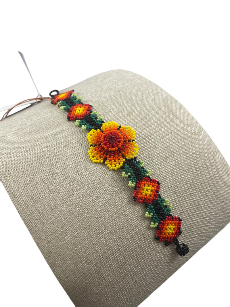 Pulsera de Chaquira PC05flornaranja