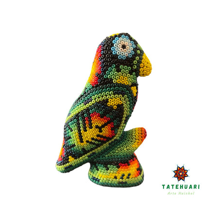 Perruche sur tronc - Huichol Art