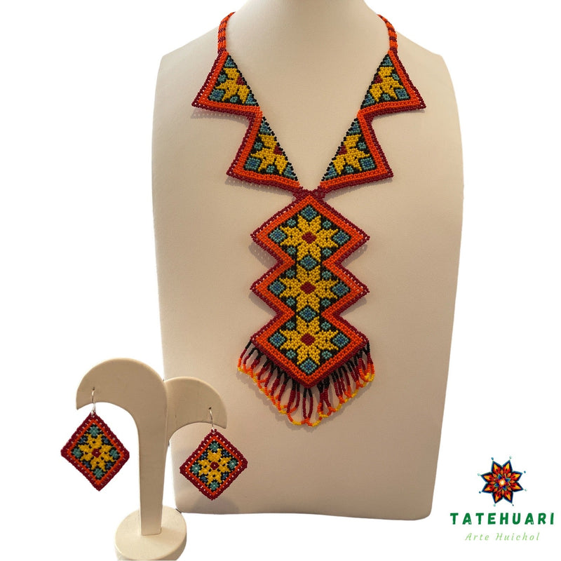 #product_namCollar de Chaquira flores rombose# - TATEHUARI, arte huichol